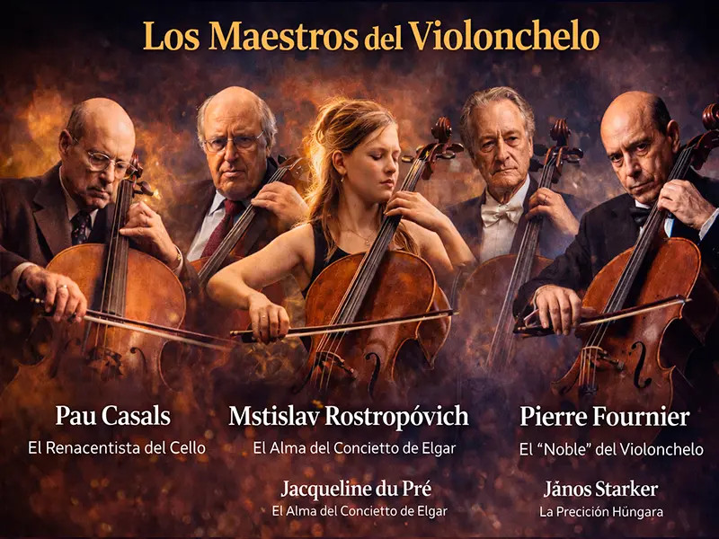 Leyendas históricas del Cello: Casals, Rostropovich, Jaqueline du Pré, Pierre Fournier y János Starker