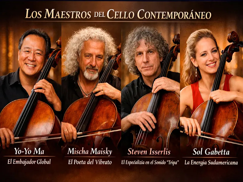 Maestros de Cello actuales: Yo-Yo Ma, Mischa Maisky, Steven Isserlis y Sol Gabetta